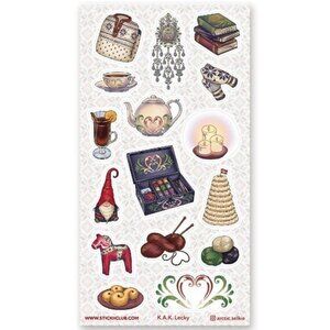 3 for $15 - Old-Fashioned Nordic Winter Stickers -‎ 1 Sticker Sheet - NEW